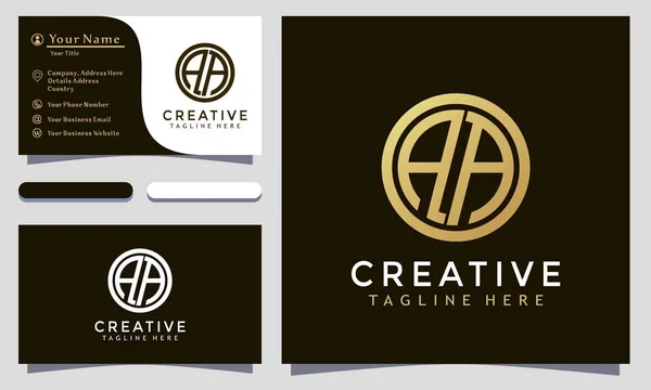 İlk Harf AA Çember Geometrik logo tasarım vektör çizimi, minimalist zarif, modern şirket kartviziti şablonu