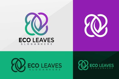 Eco Leave logo vektörü, Love Leaf Logos tasarımı, modern logo, Logo Tasarımları Vektör İllüstrasyon Şablonu