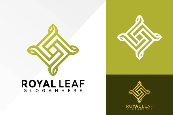 Royal Leaf Logo Design Cosmetic Fashion Bedrijfslogo Vector Modern Logo — Stockvector