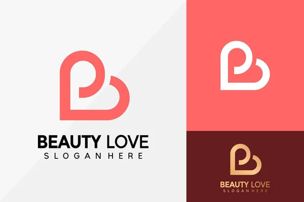B harfi Aşk Logosu Tasarımı, Marka Kimlik logosu vektörü, modern logo, Logo Tasarım Vektör İllüstrasyon Şablonu