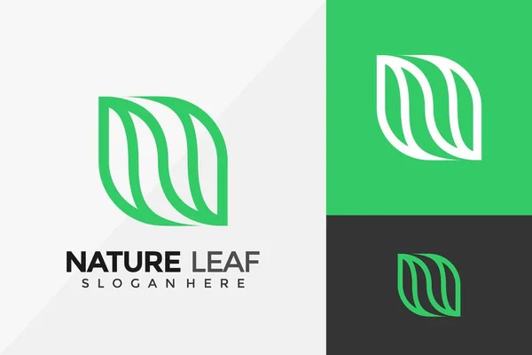 Harf N Doğa Yaprak Logosu Tasarımı, Logo Tasarımı Vektör İllüstrasyon Şablonu