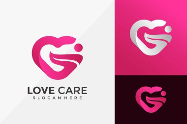Love Care Logo Tasarımı, Modern Logo Tasarımı Vektör İllüstrasyon Şablonu