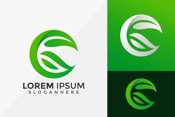 Çember Harf Yeşil Yaprak Logo Tasarımı Modern Logo Tasarım Vektör — Stok Vektör