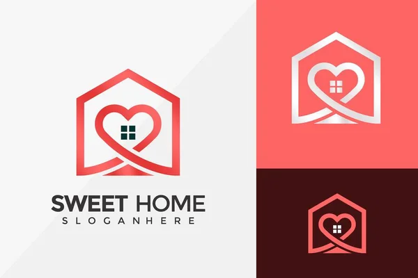 Love House Logo Tasarımı, Sweet Home Logos Vektör İllüstrasyon Şablonu Tasarımı