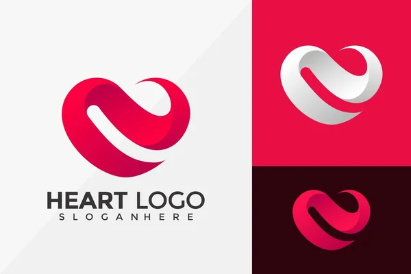 Harf N Heart Love Logo Tasarımı, Marka Kimlik Logoları Vektör İllüstrasyon Şablonu Tasarladı