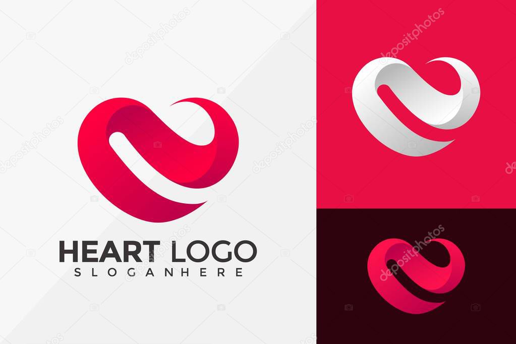 Letter N Heart love Logo Design, Brand Identity Logos Designs Vector Illustration Template