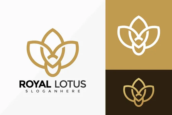 Gold Royal Lotus Blomma Logotyp Design Varumärke Identitet Logos Design — Stock vektor