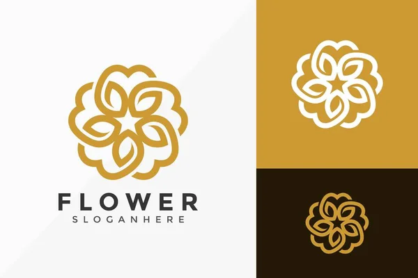 Flower Star Logo Design Minimalista Logos Projeta Modelo Ilustração Vetorial — Vetor de Stock