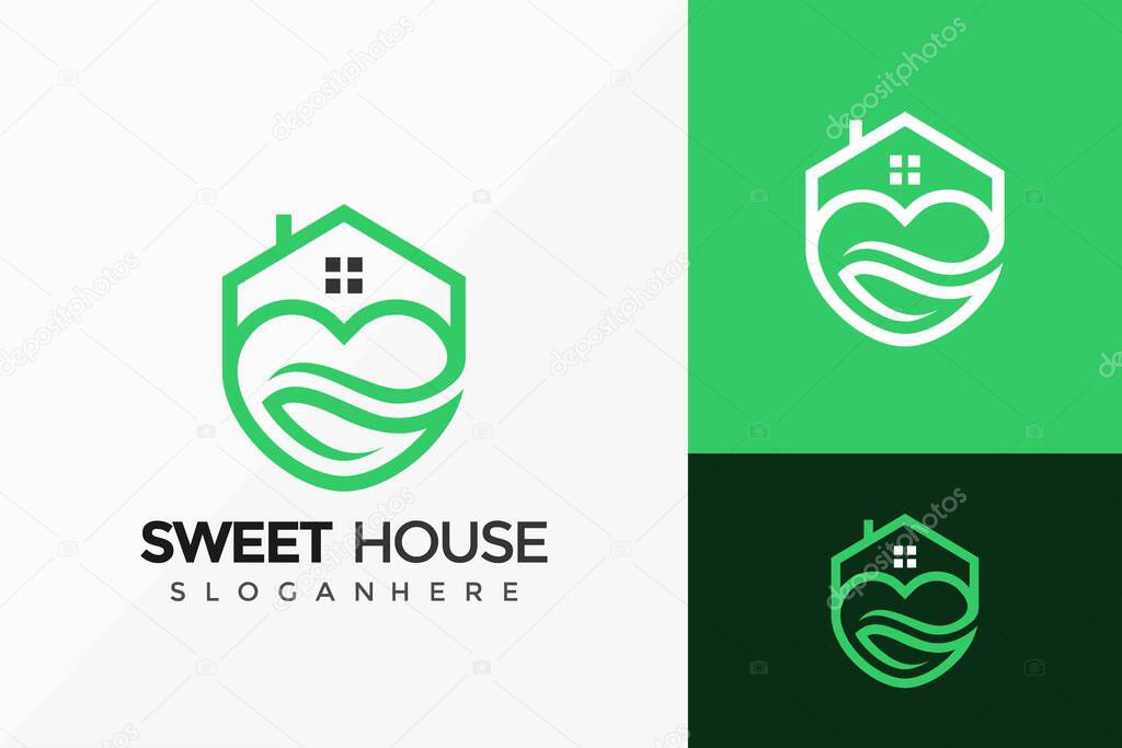 Sweet House Leaf Logo Design, Brand Identity Logos Designs Vector Illustration Template
