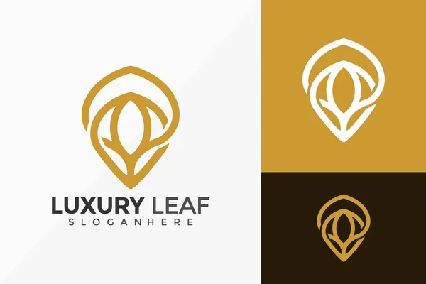 Elegante Luxus Blatt Logo Design Minimalistische Moderne Logos Designs Vector — Stockvektor