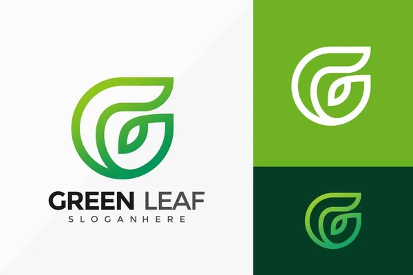 Lettre Nature Leaf Logo Design Green Leaves Moderne Logos Designs — Image vectorielle