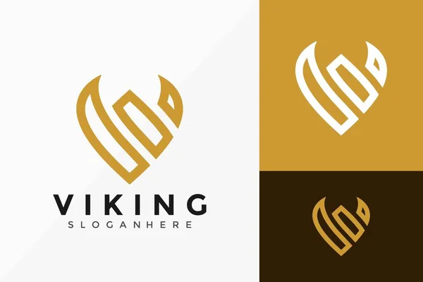 V harfli Viking Logosu Tasarımı, Yaratıcı modern Logoları Vektör İllüstrasyon Şablonu Tasarımı
