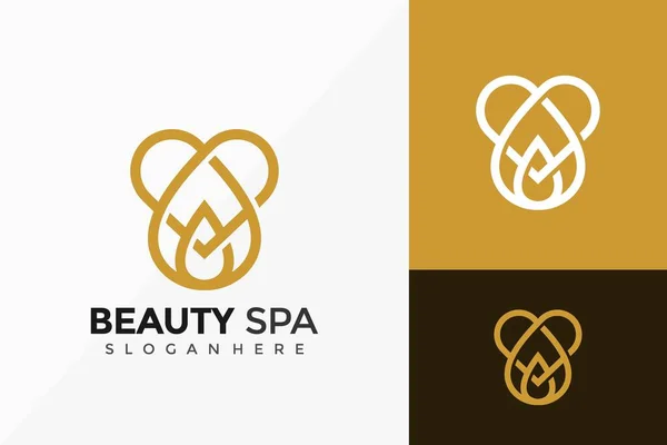 Güzellik Lotus Spa Logosu Tasarımı, Modern Logolar Vektör Çizim Şablonu