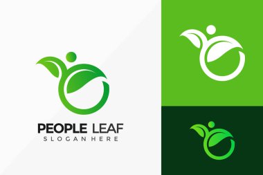 İnsanlar Yaprak Organik Logo Tasarımı. Modern Fikir logoları Vektör illüstrasyon şablonu dizayn etti