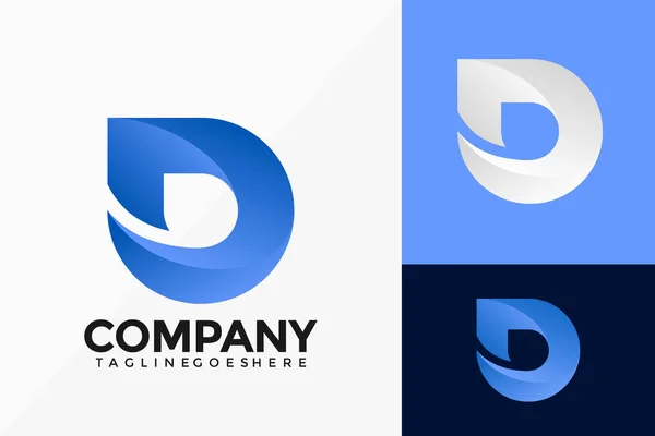 D Harfi İş Logosu Vektör Tasarımı. Şablon için soyut amblem, tasarım konsepti, logolar, logotip ögesi.