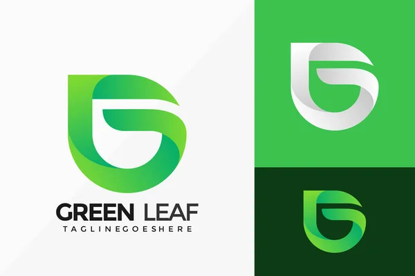 Baş harf G Yeşil Yaprak Logo Vektör Tasarımı. Şablon için soyut amblem, tasarım konsepti, logolar, logotip ögesi.