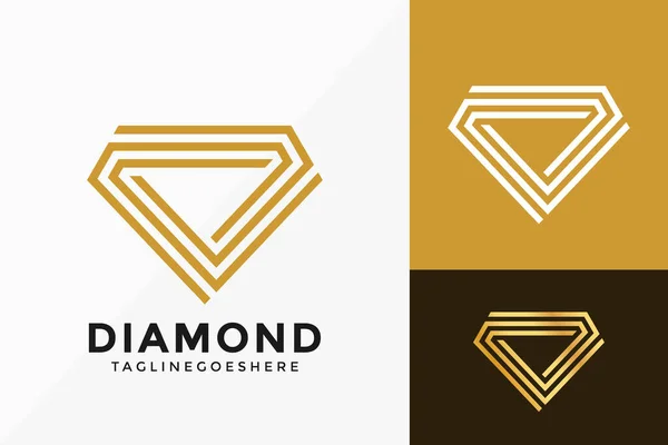 Altın Elmas Logo Vektör Tasarımı. Şablon için soyut amblem, tasarım konsepti, logolar, logotip ögesi.