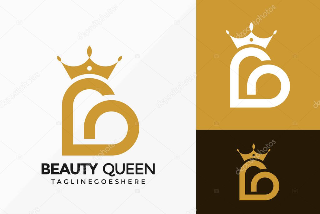 Letter B Beauty Queen Logo Vector Design. Abstract emblem, designs concept, logos, logotype element for template.