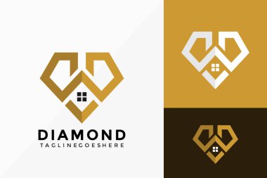 W harfi Diamond House Logo Vektör Tasarımı. Şablon için soyut amblem, tasarım konsepti, logolar, logotip ögesi.