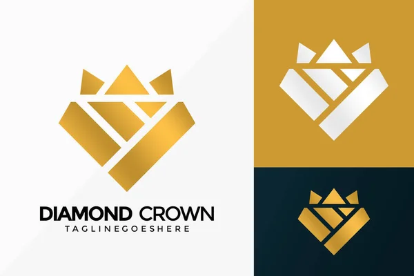 Premium Diamond Crown Logo Vector Design Abstract Emblem Designs Concept — 스톡 벡터