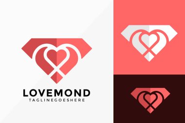 Diamond Love Moda Logo Vektörü Tasarımı. Şablon için soyut amblem, tasarım konsepti, logolar, logotip ögesi.