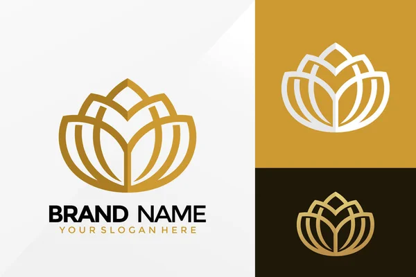 Luxusní Lotus Flower Logo Vector Design Znak Identity Značky Koncept — Stockový vektor