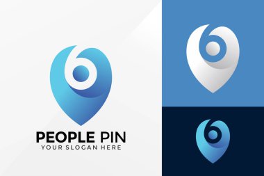 People Pin Logo Vektör Tasarımı. Şablon için marka kimliği amblemi, tasarım konsepti, logolar, logotip ögesi.
