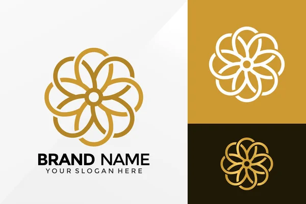 Belleza Flor Ornamento Logotipo Diseño Vectorial Emblema Identidad Marca Concepto — Vector de stock