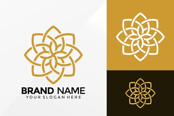 Lotus Flower Geometric Logo Vector Design Emblema Identidad Marca Concepto — Vector de stock