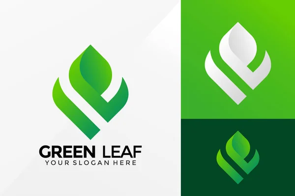 Nature Green Leaf Logo Vector Design Emblème Identité Marque Concept — Image vectorielle