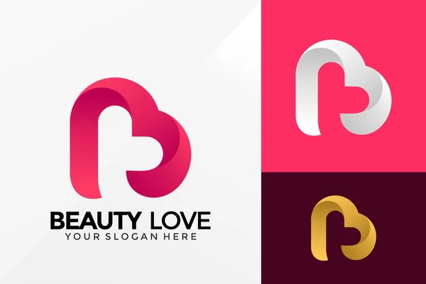B Harfi Aşk Logosu Tasarımı, Marka Kimlik logosu vektörü, modern logo, Logo Tasarımları Vektör İllüstrasyon Şablonu
