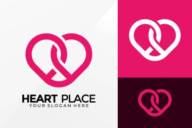 Heart Place Logo Tasarımı, Marka Kimlik logo vektörü, modern logo, Logo Tasarım Vektör İllüstrasyon Şablonu