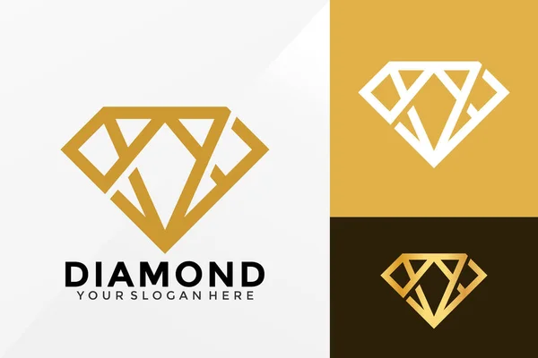 Golden Abstract Diamond Logo Design Brand Identity Logos Vector Modern — Stock Vector