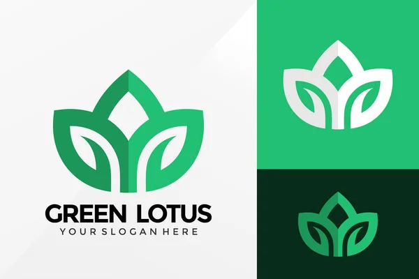 Green Lotus Plant Logo Design Tuotemerkki Identiteetti Logot Vektori Moderni — vektorikuva