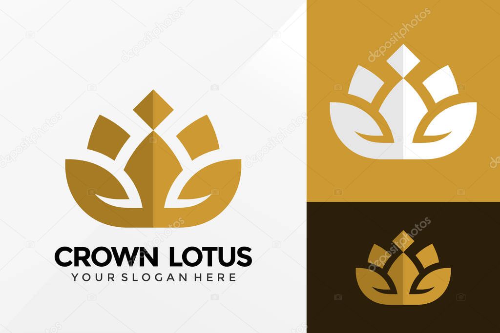 Royal Crown Lotus Logo Design, Brand Identity logos vector, modern logo, Logo Designs Vector Illustration Template