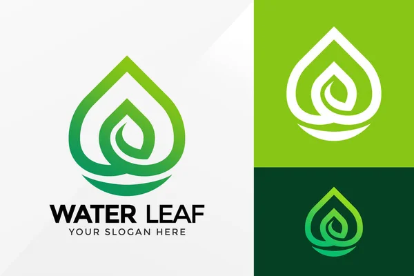 Green Water Leaf Logo Design Brand Identity Logos Vector Modern — Stock Vector