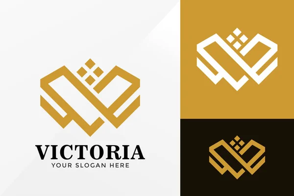 Brev Victoria Smycken Logotyp Design Varumärke Identitetslogotyper Vektor Modern Logotyp — Stock vektor