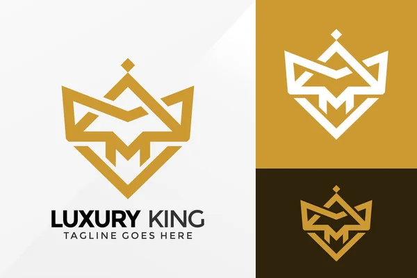 Letra Crown King Logo Design Diseños Logotipos Identidad Marca Vector — Vector de stock