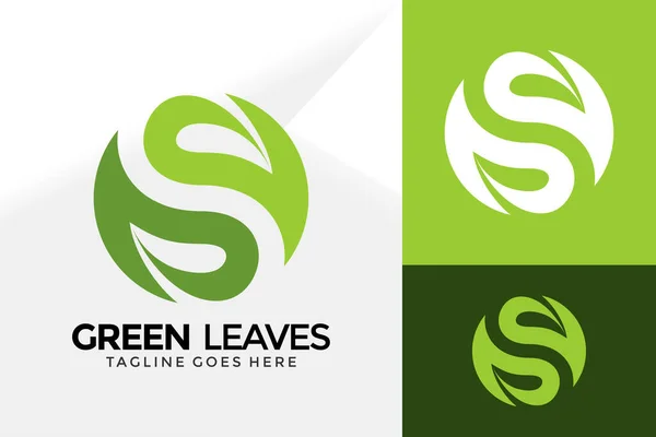 Lettre Design Logo Feuille Verte Modèle Illustration Vectorielle Dessins Logos — Image vectorielle