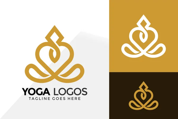 Yoga Line Art Logo Design Дизайн Логотипів Брендів Векторні Ілюстрації — стоковий вектор