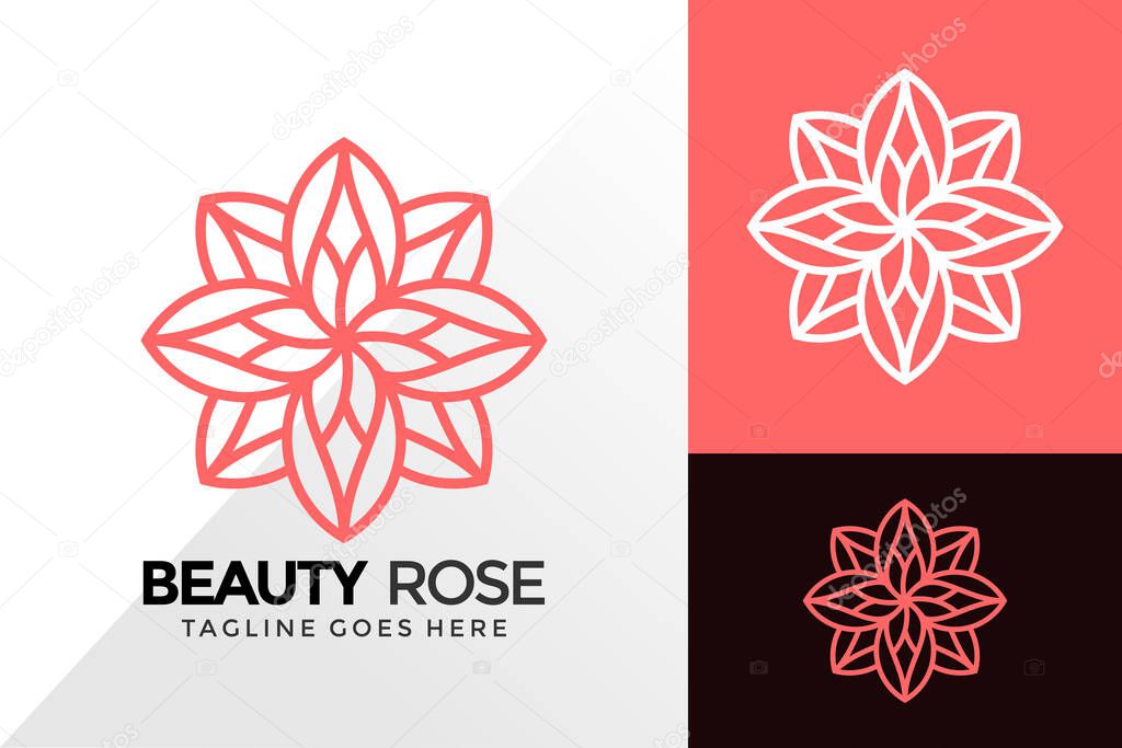 Beauty Line Rose Logo Design, Brand Identity Logos Designs Vector Illustration Template