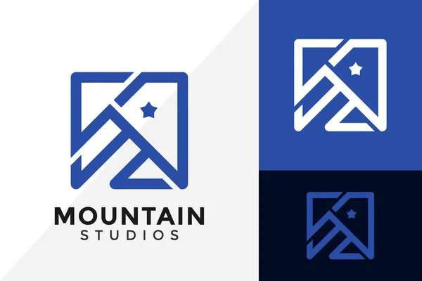Mountain Studios Logo Design Varumärke Identitetslogotyper Design Vektor Illustration Mall — Stock vektor