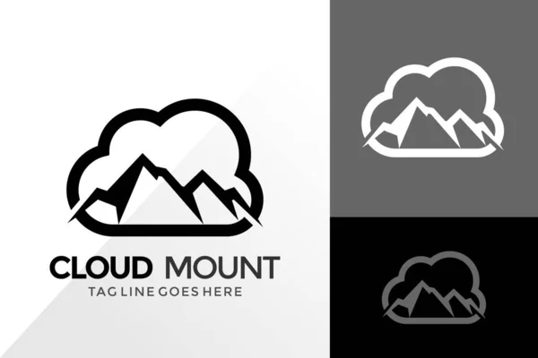 Cloud Mountain Adventure Logo Design Varumärke Identitet Logos Designar Vektor — Stock vektor