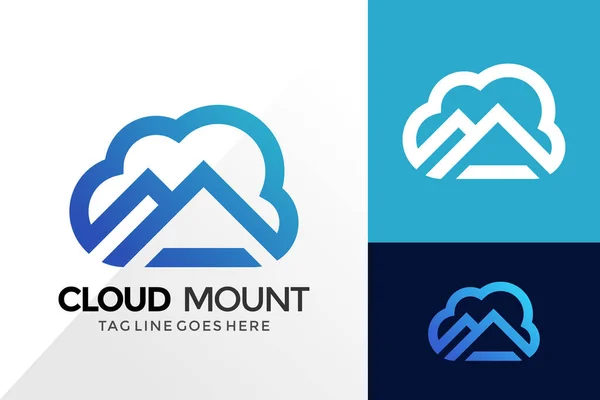 Cloud Mountain Logo Design Varumärke Identitet Logos Designar Vektor Illustration — Stock vektor