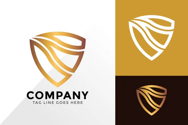Abstrakt Golden Shiled Logo Design Markenidentität Logos Designs Vektor Illustration — Stockvektor