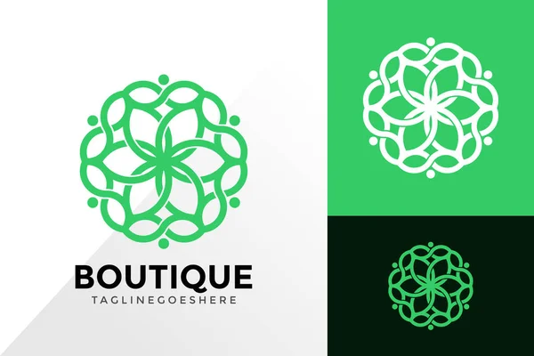 Flor Boutique Logo Design Identidade Marca Logos Projetos Vector Ilustração —  Vetores de Stock