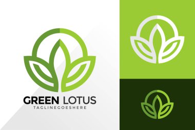Yeşil Lotus Hattı Sanat Logosu Vektör Tasarımı. Şablon için soyut amblem, tasarım konsepti, logolar, logotip ögesi