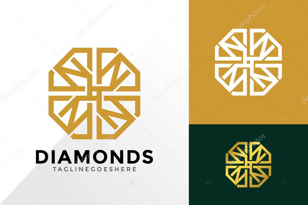 Letter N Luxury Diamond Logo Vector Design. Abstract emblem, designs concept, logos, logotype element for template