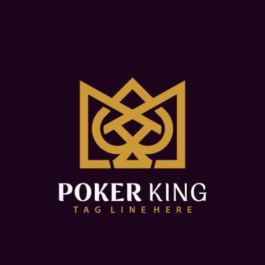 Altın Poker Kralı Logosu Tasarımı, Soyut Logoları Şablon için Vektör Tasarımı