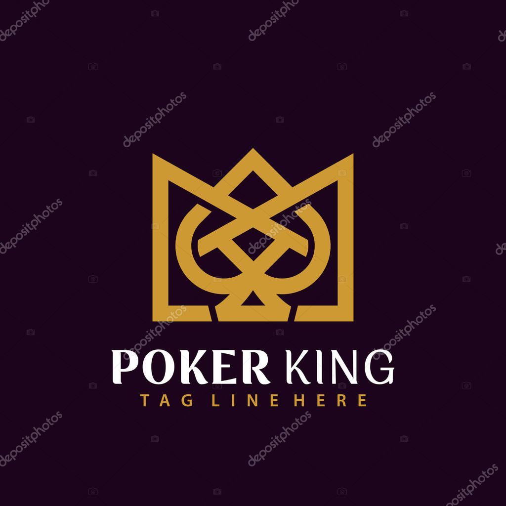 Gold Poker King Logo Design, Abstract Logos Designs Vector Concept for Template